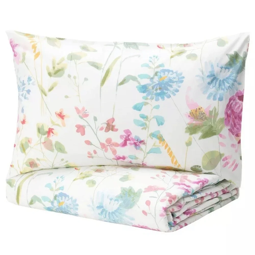 Ikea GRASVIAL Full/Queen Comforter Set Floral w/ 2 Shams 704.542.43🌸New🌸